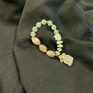 (Bundle 3 for $15) Elegant Gold Beaded Bracelet with Bee Tassel